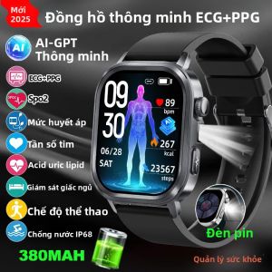 Đồng Hồ Thông Minh ECG+PPG Mới Năm 2025 Tích Hợp AI-GPT Theo Dõi Sức Khỏe Đo Axit Uric Huyết Áp Oxy Phân Tích Cơ Thể Có Đèn Pin Dành Cho Người Lớn
