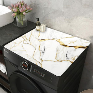 VIKAMA Marble-Patterned Washing Machine Lid Mat – Waterproof and Dustproof Mat for a Modern Luxe-Chic Laundry Room Tops