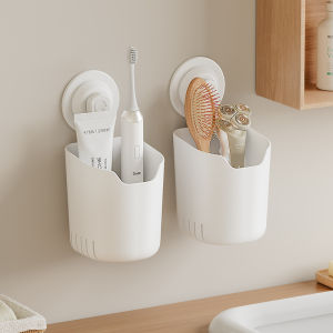 Bathroom Organizer Wall-Mounted Basket Storage Box Strong Suction Toothpaste Toothbrush Comb Storage Rack