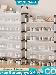 Save Mall Rak Sepatu Tertutup Anti Debu Rak Penyimpanan Serbaguna Untuk Rangka Besi Kuat Dan Tebal Desain Hemat Ruang