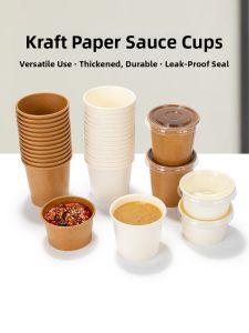 Disposable Paper Sauce Cup Individual Portion Takeaway Packaging Small Condiment Box for Hot Pepper Soy Sauce And Passionfruit