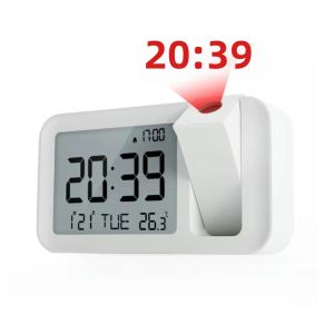 Đồng Hồ Báo Thức Kỹ Thuật Số LED Sạc Lại Được Chiếu Hình Ảnh Để Bàn Ngủ Có Hiển Thị Nhiệt Độ Kiểu Dáng Hiện Đại Chất Liệu Nhựa