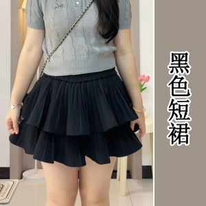 Váy Ngắn Chữ a Cạp Cao Phong Cách Ngọt Ngào Cho Nữ Mùa Hè 2024 Váy Ngắn Phong Cách Hàn Quốc Màu Trơn Cỡ Lớn Cho Nữ