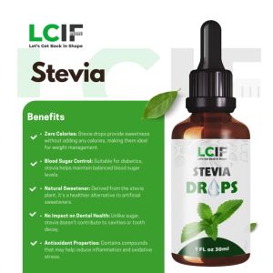 STEVIA DROPS Low Carb No Sugar Added 100g LCIF Lets Get Back in Shape Keto Friendly Diabetic Friedly