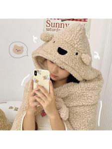 Cute Cartoon Bear Thickened Warm Blanket Shawl