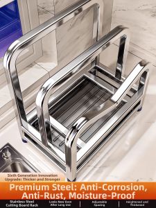 B&W | Stainless Steel Thickened Cutting Board Placement Storage Rack