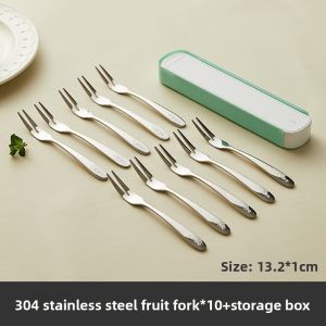 CAROTE | Stainless Steel Fruit Fork Set with Storage Can