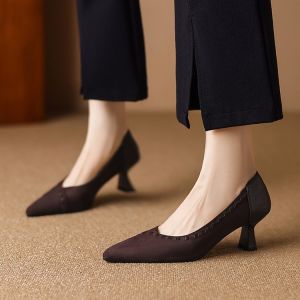 Giày Cao Gót Mũi Nhọn Da Lộn Cổ Điển Nữ Kiểu Pháp Thanh Lịch Giày Công Sở Giày Thường Ngày Giày Cao Gót Trung Bình Giày Dự Tiệc