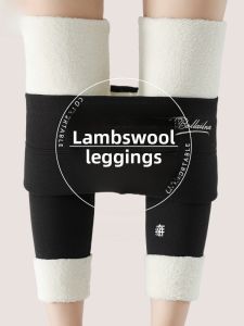 miiow | Extra Thick High Waist Womens Lamb Velvet Leggings Autumn Winter Warm Pants School Uniform Style Cotton Trousers