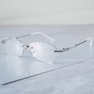 Kính Đọc Sách Phong Cách Cổ Điển Chống Ánh Sáng Xanh Cho Nữ Kính Mắt Không Khung Độ Nét Cao Siêu Nhẹ Ống Kính Trong Suốt