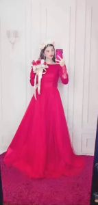 Đầm maxi mặc cưới TRIPBLE T DRESS tùng xoè lưới hở lưng chuỗi dây - size S/M/L - MS276Y