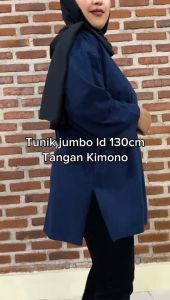 atasan tunik jumbo tangan 7/8 model kimono kaos wanita polos viral kekinian