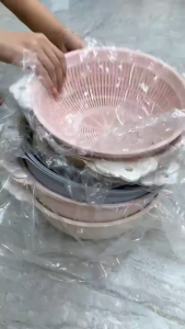 Bộ thau rổ nhựa rửa rau quả hình tròn màu pastel Việt Nhật_3391+3392