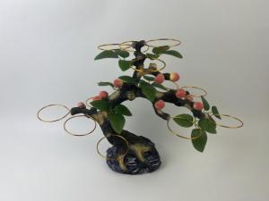 Resin Craft Peach Tree Stand Birthday Fruit Offering Buddhist Altar Dim Sum Rack Stepping up Life-like Artwork Home Decor