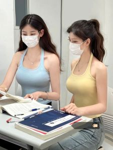 Áo Ba Lỗ Ngắn Dây Dopaamine Cho Nữ Gợi Cảm Bó Sát Mặc Trong Nhà Áo Ba Lỗ Ngắn Dây Cổ Treo Mặc Trong Mùa Hè