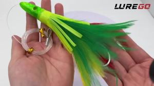 1PC 160mm 45g Mồi Câu Tổng Hợp Bề Mặt Lông Vũ UV Dành Cho Câu Cá GT & Cá Thu Ở Biển Khơi Câu Cá Nước Mặn