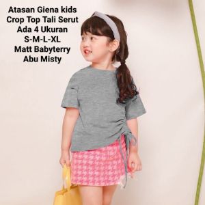 Crop Top Tali Serut Atasan Anak Perempuan Lengan Pendek/Atasan Giena Kids 1-6 Tahun Matt BabyTerry