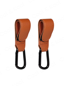 2PCS PU Baby Stroller Hooks with Climbing Buckle Durable Organizer for Diaper Bags & Travel