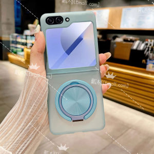 เคสโทรศัพท์แบบบางเฉียบ รู้สึกเย็น สำหรับ Samsung ZFlip6 แบบมีขาตั้งแม่เหล็ก ป้องกันการตกหล่น ครอบเต็มจอ สำหรับ Samsung W23/W24 Flip