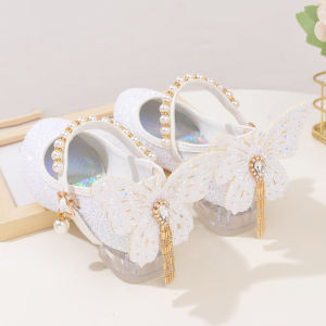 Soft Bottom Princess Style White Shoes Girls High Heels