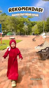 Gamis Anak Perempuan SET HIJAB Terbaru bahan Crinkle Airflow usia 3-9 Tahun