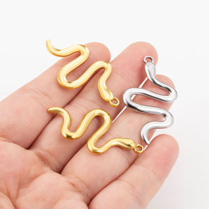 Stainless Steel 18k Gold Chinese Zodiac Snake Pendant diy Accessories New Style Charms Waterproof