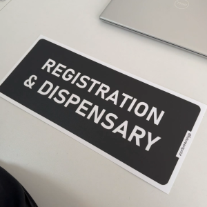 Registration and Dispensary. Premium Sticker Sign Signage Label Notice for Clinic Hospital Counter Stiker Klinik Kaunter
