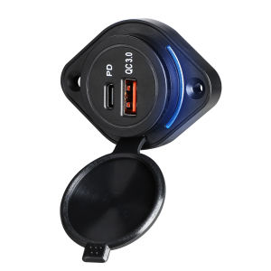 48W 2 Port 12V USB Outlet Wall Mount 30W PD & 18W QC3.0 Lightweight Surface Mount Charger Socket Panel for Bus RV Truck Marine