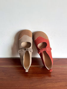 รองเท้า Mary Janes หนังวัวชั้นบนทำมือ ส้นเตี้ย ทรงหัวมน ทรงสลิมฟิต รองเท้าแฟชั่นสำหรับผู้หญิง สไตล์วินเทจ สไตล์วินเทจ