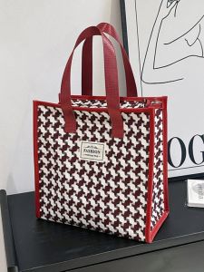 Versatile Plaid Tote Bag Zipper Closure Fashionable Canvas Casual Handbag Lunch Box Makeup Bag Mother Bag Medium Size Online Exclusive