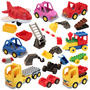 Road Traffic Building Blocks Toy Large Particle Assembly Vehicle Police Car Aircraft Childrens Engineering Vehicle Accessories