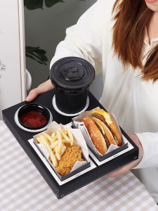 กล่องอาหารมื้อเที่ยงแบบถูกติดแน่นในสีดำสำหรับร้านกาแฟ กล่องขนมปังแฮม กล่องเครื่องดื่ม แก้ว ถ้วย ลำไส้กระต่าย กล่องบรรจุภัณฑ์อาหารแบบอินส์