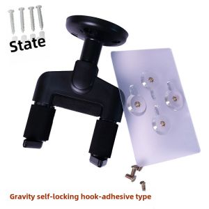 Gravity Automatic Lock Guitar Hanger Wall Mounted Ukulele Folk Instrument Holder No Drilling Required Wood Guitar Hook