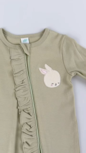 TinyBee ชุดหมีคลุมเท้า บอดี้สูท ซิป 2 ทาง 2 WAY ZIPPER Sleepsuits ผ้าฝ้าย ส้มผีเสื้อ อายุ 0-18 เดือน