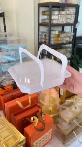 มาวินช้อป ขายปลีก หกล่องเค้กเบนโตะสไตล์ปิกนิค กล่องกระเช้ามีหูหิ้ว กล่องผลไม้ ห่อ5ชุด กล่องกระเช้า กล่องเบเกอรี่พร้อมถือ