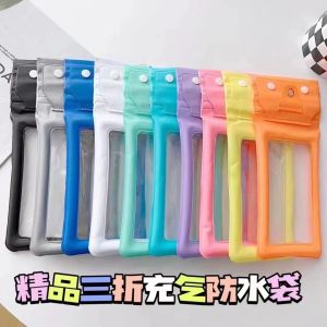 Mobile Phone Waterproof Bag with Lanyard Three Fold Sealed Drifting Swimming Water Diving Cover Activity Gift Velcro Sports Protective Cover