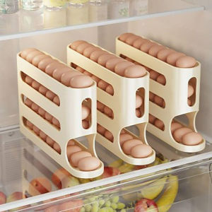 Automatic Egg Roll Tray Egg Container Storage Box 4-Layer Large Capacity Egg Rack 30 Egg Rack Tray Automatic Egg Roll Rack Refrigerator Egg Basket Automatic Egg Roll Storage Box自动滚蛋托盘鸡蛋容器收纳盒