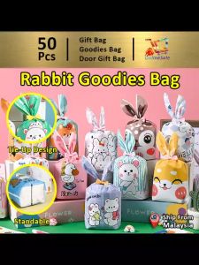Gift Bag 50pcs Goodies Bag Door Gift Birthday School Party (72) Rabbit Goodies Bag Doorgift Snacks Packaging Party Space Plastic Beg(4/3 in1)
