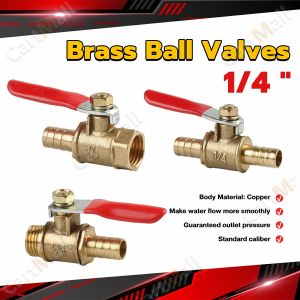 Brass Ball Valves 1/4\" Male Female Thread Copper Fitting Water Oil Hair Gas Fuel Line Shutoff
