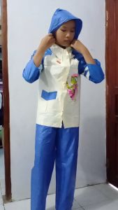 Jas Hujan Anak Remaja 8 -12 Tahun Setelan Jaket Celana Pink Hijau