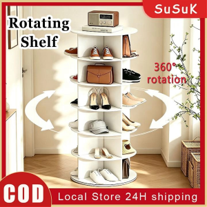 360° Rotating Shoe Storage Shoe Rack Organizer Handbag Rotate Closet Organization Toy Book Display Rack with 4/5/6 Layers for Bedroom Living Room Corridor