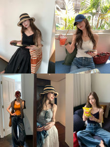 Activity Price~Lao Dou Home Lace Strap Vest with Built-in Chest Pad Four Colors Self-retention Short Style Womens Outerwear