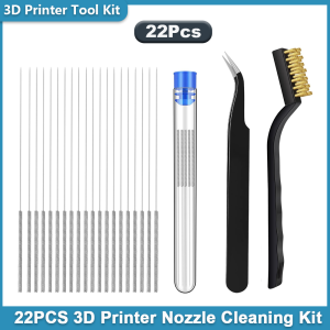 22PCS 3D Printer Nozzle Cleaning Kit 3D Printer Cleaning Kit  Steel Needles Precision Tweezer Copper Wire Brush 3D Printer