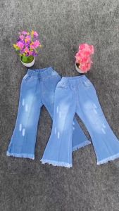 Celana Jeans Cutbray Anak Perempuan Variasi Sobek & Rawis Usia 2-7 Tahun