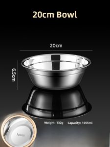 Food Grade 316 Stainless Steel Thickened Anti-Fall Bowl round Shape Simple Style Polished Surface for Home Use And School Dining Hall
