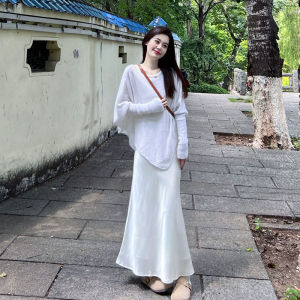 BINKAFENNY | Salt System Early Autumn Korean Style Knitted Sweater And Wrap Around Skirt Two Piece Set For Young Women 18-25 Years Old