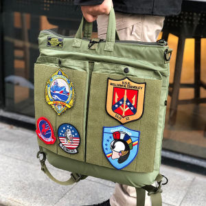 กระเป๋าเป้สะพายหลังแบบสะพายข้างแบบสะพายข้างสำหรับนักบิน Longkong Tactical Backpack Outdoor Magic Tape Single Shoulder Crossbody Bag