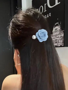 Elegant Pearl Tea Rose Hair Clip Sweet Simple High-End Feeling Side Part Hair Accessories Womens Fashion Hairpins