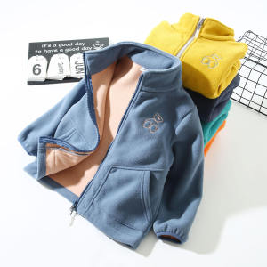 Kids Polar Fleece Jacket Spring & Fall New Boy Girl Heattech Childrens Western Style Zip-up Shirt Fleece Tops Autumn