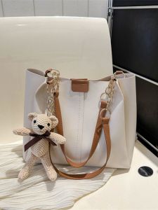 Trendy Retro Large Capacity Commuter Work Tote Bag Womens Crossbody Bag Stylish Shoulder Bag Soft PU Material Magnetic Buckle Closure